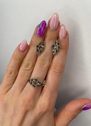Серебряные серьги с нано султанитом 207n-82