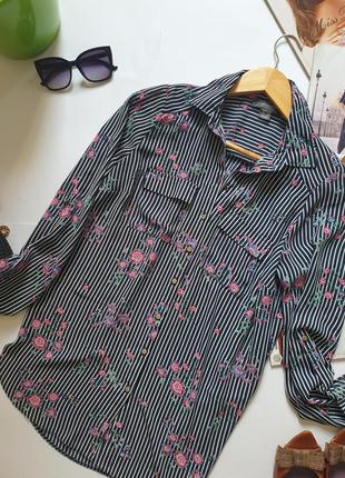 Блуза рубашка длинный рукав в цветы фирмы primark2 фото