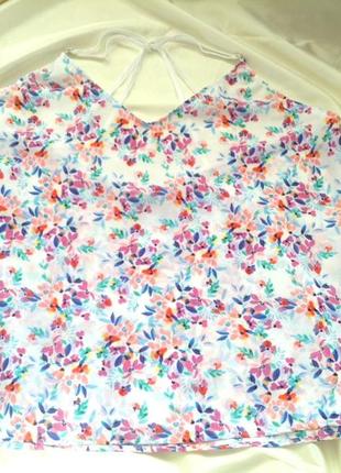 Цветочная майка на бретелях с интересной спинкой возможен обмен