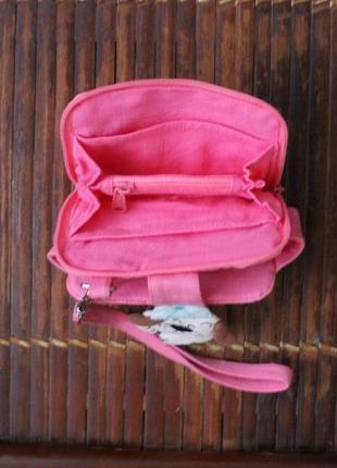 Тканинний гаманець-брелок "собачка-музикант" ( рожевий колір )2 фото