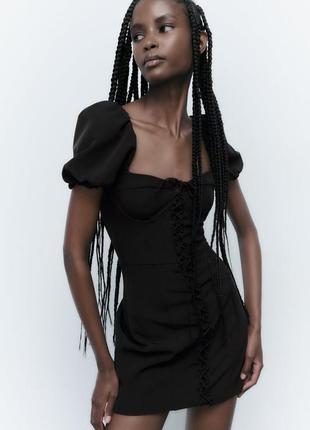 Чорна маленька сукня в корсетному стилі zara / черное маленькое платье