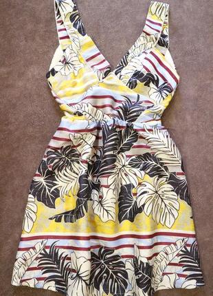 Яркий летний сарафан платье, тропический принт, s-m1 фото
