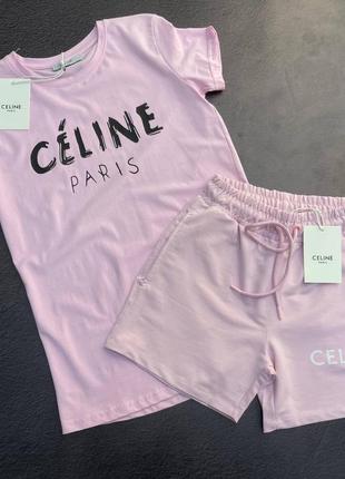 Летящий разовыской спортивный костюм комплект celine розовый летний костюм celine