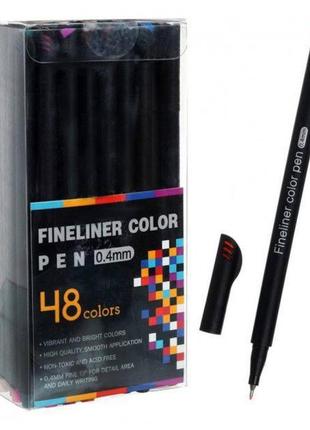 Набір різнокольорових лінерів fineliner color 48 кольорів, професійний набір лінерів для скетчів та малювання "lv"1 фото