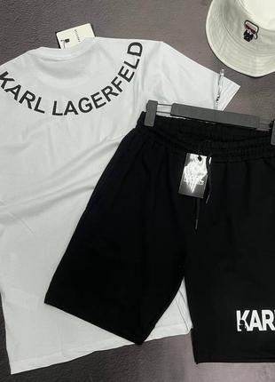 Летний мужской спортивный костюм комплект karl lagerfeld чорний літній костюм karl lagerfeld