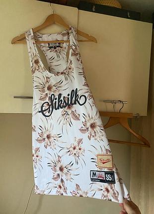 Майка спортивна, стильна майка в квітах, майка бежева