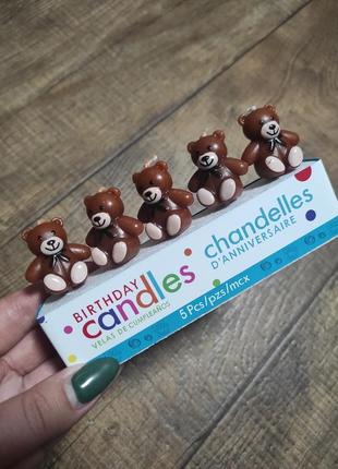 Свічки 🎂5шт мішка медведик 🐻