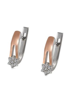Срібні сережки із золотом і куб. цирконієм leyla-10