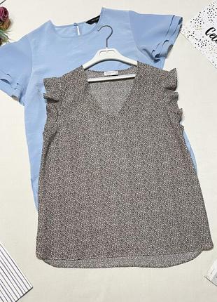 Красивая вискозная блузка / топ с рукавами-рюшами 🌷размер меха 14 / на m-l 💥