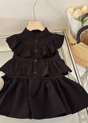Модна сукна на дівчинку у чорному кольорі з валанами тканина котон