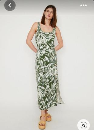 Стильное платье-миди,тропический принт вискоза сбоку пуговицы