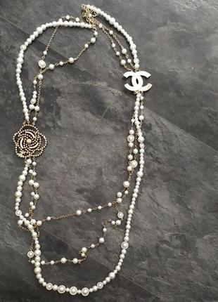 Перлинове намисто chanel, довжина 114см.