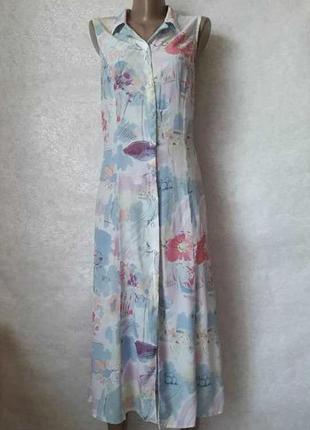 Фирменное taifun платье-халат со 100%вискозы в нежный принт "абстракция", размре л-ка1 фото