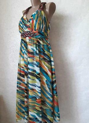 Легке шифонове барвисте плаття/сарафан у різнобарвний орнамент, розмір м-л4 фото