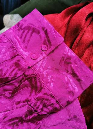 Жакардова з віскози фуксія блуза рукав ліхтарик eksept жакард візерунок5 фото