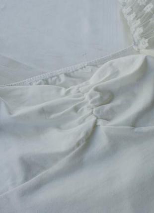 Біла блуза футболка рукава ліхтарики органза4 фото