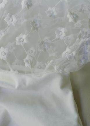 Белая блуза футболка рукава фонарики органза6 фото