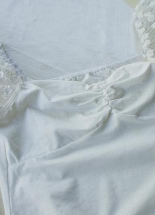Белая блуза футболка рукава фонарики органза2 фото