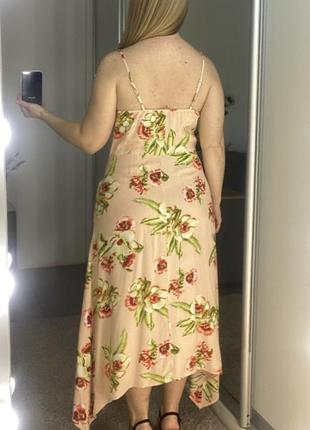 Нежное натуральное миди платье в цветочный принт No32910 фото