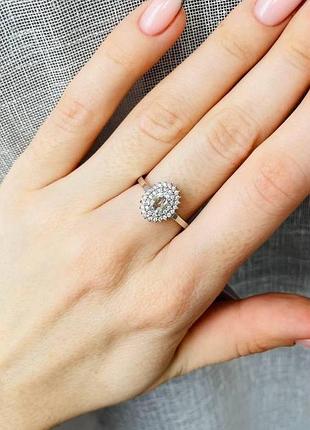 Серебряная кольца с скай топазом и фианитом 086-3910