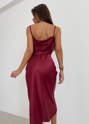 Стильное красивое удобное модное платье стильное женское красивое удобное женское платье бордовое платье шелковая комбинация4 фото