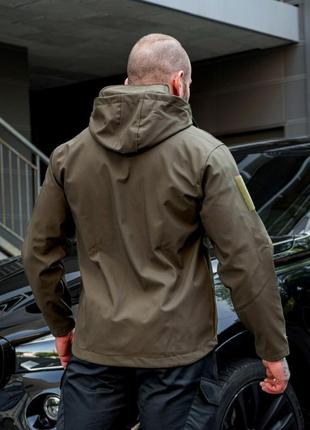 Мужская весенняя водоотталкивающая софшелловая куртка хаки осенняя тактическая куртка softshel5 фото