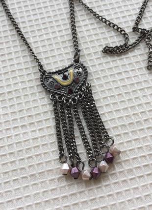 Подвеска кулона цепь темно серебристого тона