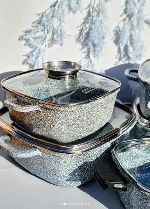 Набор кастрюль казанов с гранитным антипригарным покрытием edenberg eb-3987 набор кухонной посуды 10 предметов8 фото