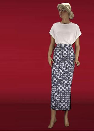 Новая (сток) облегающая юбка макси "tu" с принтом. размер uk10 (s).1 фото
