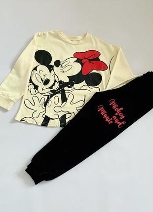 Костюм zara для девочки из минни маус, комплект двухнитка, disney, 104, 110, 116, 128, 134