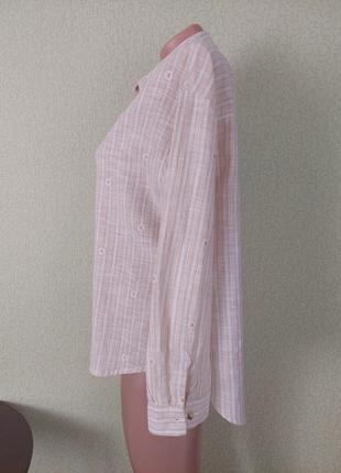 Хлопковая рубашка женская в полоску и вышитый принт5 фото