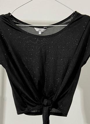 Блуза чорна на зав‘язці new look люрекс блискуча
