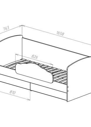 Кровать детская 2 ящика, кровать с бортиком, кровать с ламелями, кровать 160х702 фото