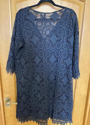 Чёрное полупрозрачное гипюровое прямое платье накидка 50-54 р9 фото