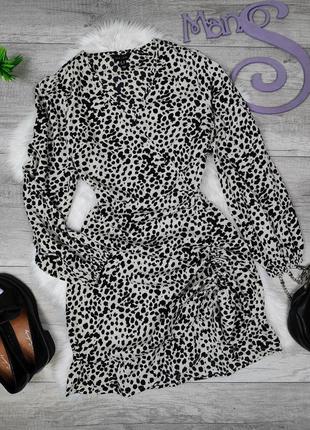 Женское платье на запах new look черно-белое леопардовый принт размер 46 м1 фото