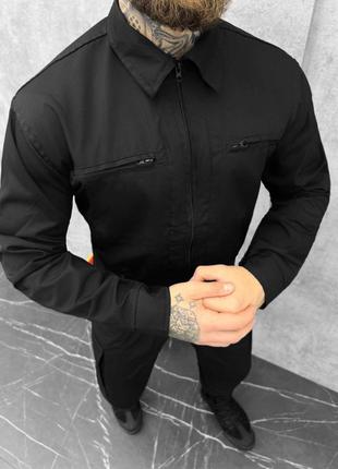 🔴 тактичний чорний чоловічтй костюм штани сорочка брюки рубашка мужской тактический саржа2 фото