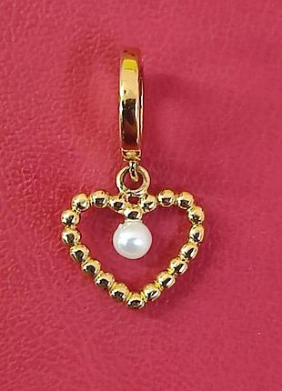 Підвіска для браслета серце з перлиною