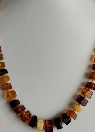 Янтарное балтийское ожерелье колье шайбы разноцветное2 фото
