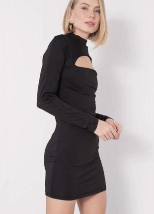 Bsl женская черная облегающая мини-платье с вырезом на груди s3 фото