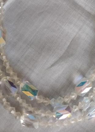 Кристаллическое ожерелье чешское стекло покрытия aurora borealis трехрядное