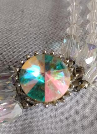 Кристаллическое ожерелье чешское стекло покрытия aurora borealis трехрядное