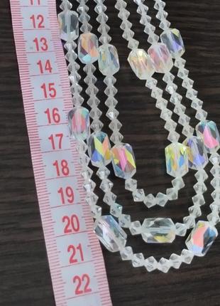 Кристаллическое ожерелье чешское стекло покрытия aurora borealis трехрядное