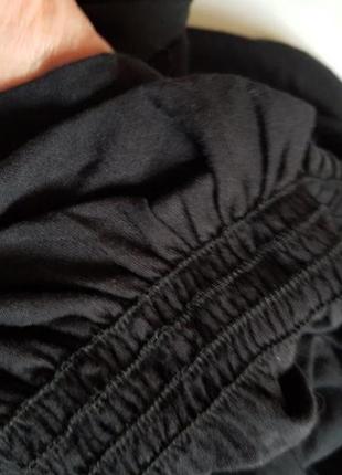 Вискозная блуза на резинке рукава 3/4 черный топ лонгслив next5 фото