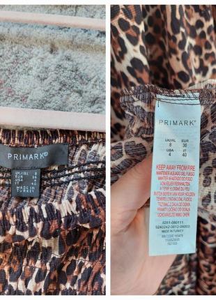 Коричневое кэжуал платье с открытыми плечами primark леопардовый принт(размер 36-38)9 фото