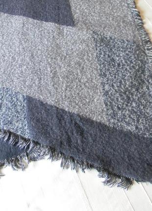 Теплый шарф палантин синий--серый 205 х 697 фото
