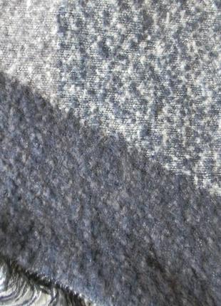 Теплый шарф палантин синий--серый 205 х 698 фото