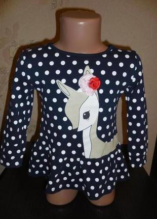 Кофта- туника *haoling fan* котон, 2-3 года ( 92-98 см)