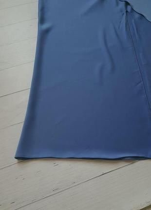 Сукня вечірня міді з розрізом по нозі asos синя