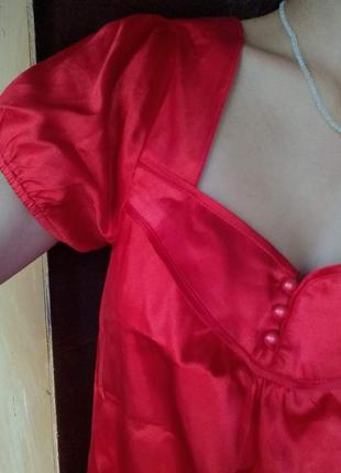 Красная блуза с рукавами-фонариками6 фото