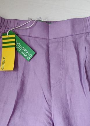 Льняные брюки брюки брюки женские united colors of benetton цвет фиолетовый4 фото